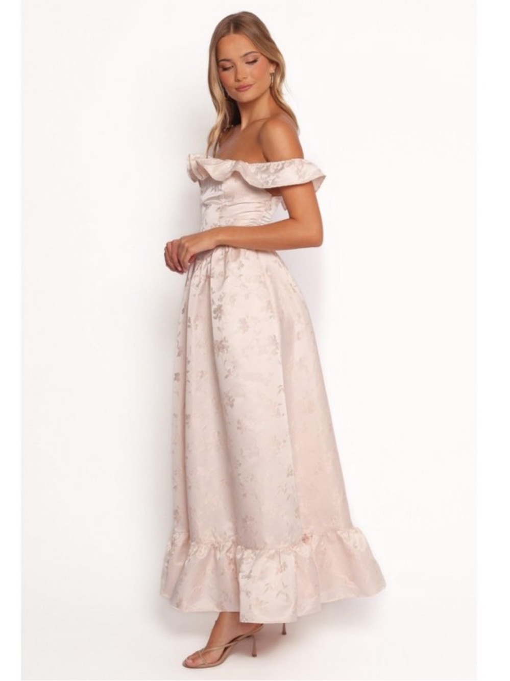 Petal & Pup Vivien Jacquard Print Nude/Blush Pink Maxi Dress Size XL - Picture 2 of 11